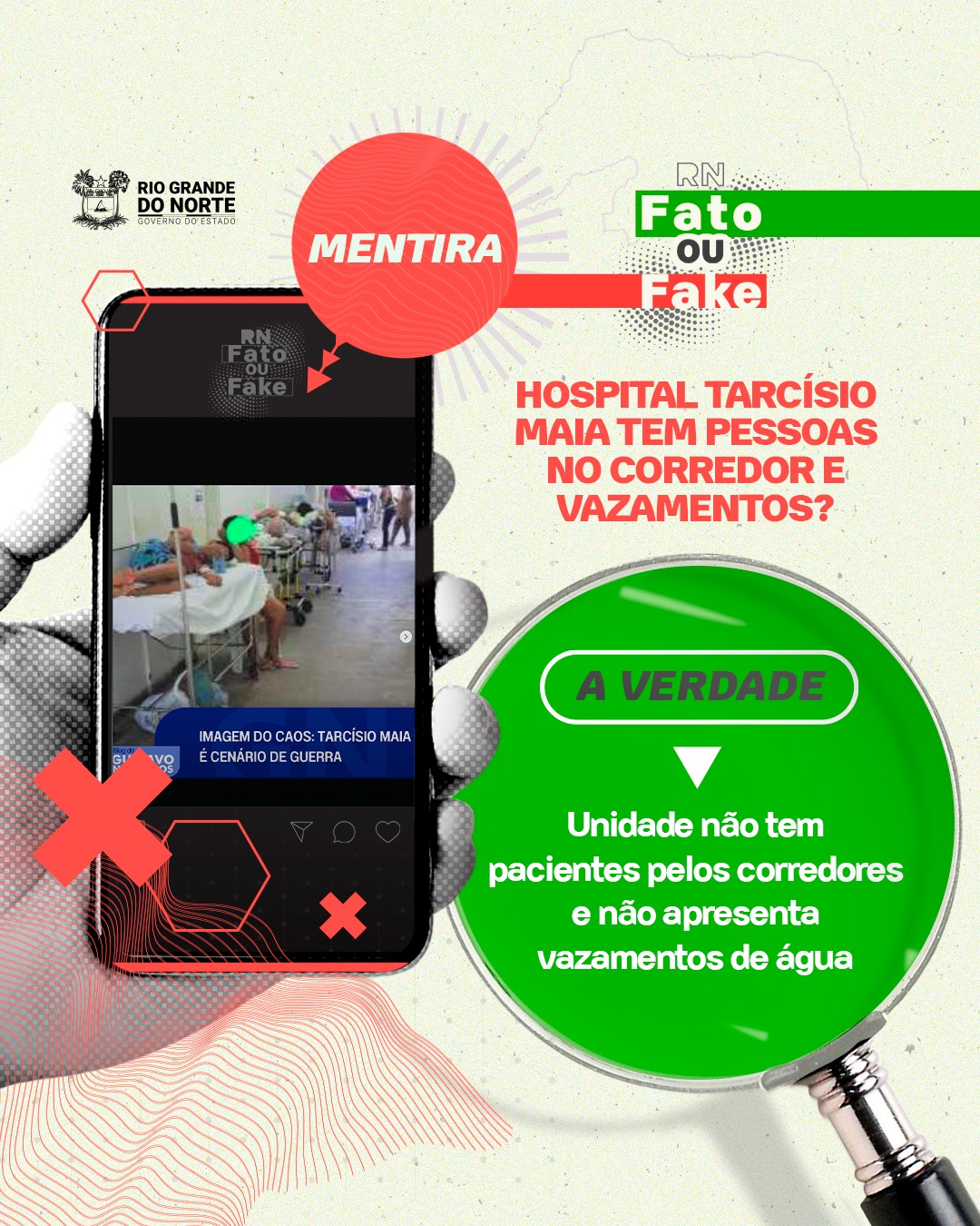 ÉFATO – É falsa notícia sobre superlotação e vazamentos no Hospital  Tarcísio Maia - RN Fato ou Fake